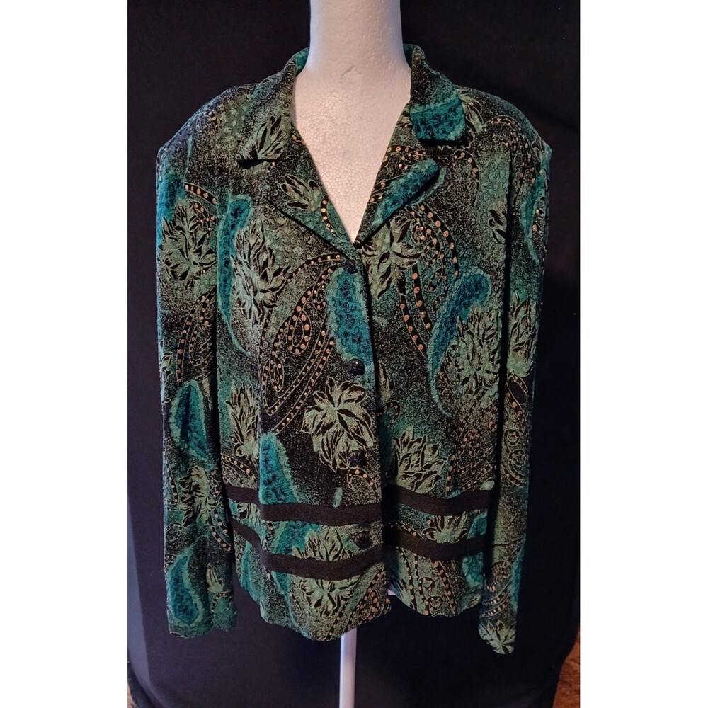 K Studio Paisley Floral Metallic Dress Jacket/Blazer 16 NWOT